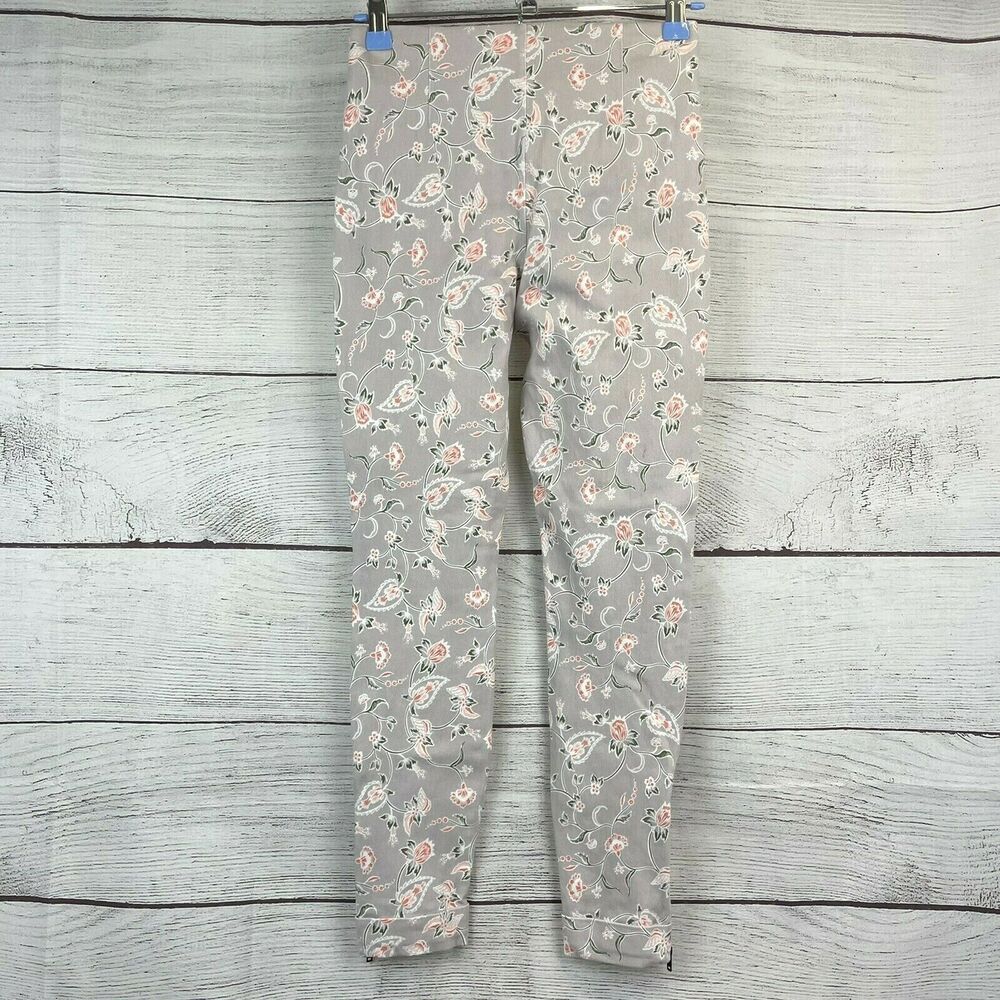 Lyssé Fit Floral Print Grey/Pink High Waist Jeggings Leggings Womens size S